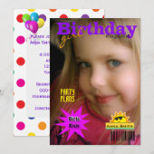 Girl's Verjaardagsfeestmagazine Kaart (Voorkant / Achterkant)