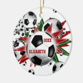 Girls Voetbal Blowout Keramisch Ornament (Links)