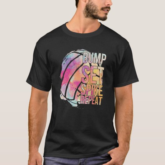 Girls Volleyball Bump Set Spike Repeat Volleyball  T-shirt (Voorkant)
