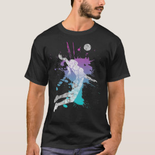 Girls Volleyball Poison Pink & Blue Server Teen Di T-shirt