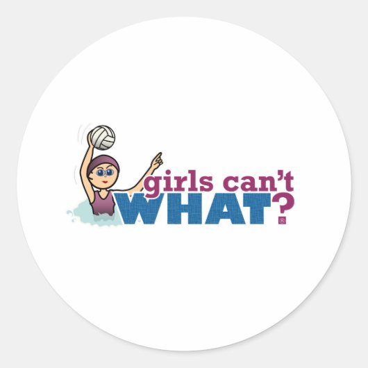 Girls Water Polo Ronde Sticker (Voorkant)