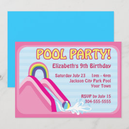Girls Water Slide Birthday Kaart