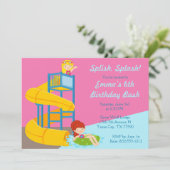 Girls Water Slide Birthday - Waterparkpartij Kaart (Staand voorkant)