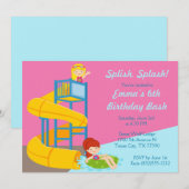 Girls Water Slide Birthday - Waterparkpartij Kaart (Voorkant / Achterkant)
