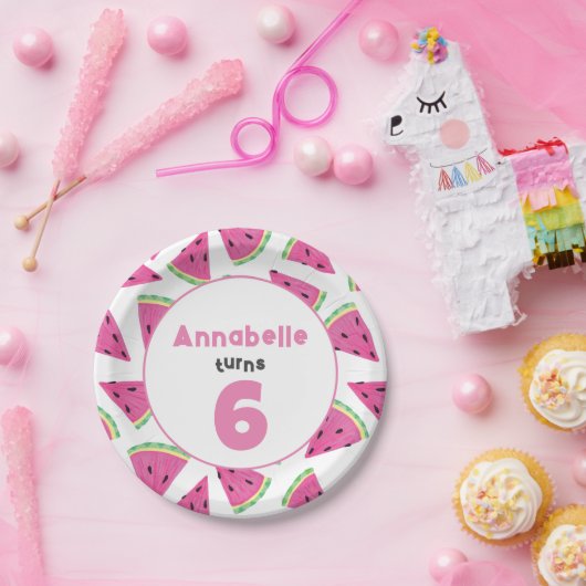 Girls Watermelon Birthday Party Papieren Bordje (Feest)