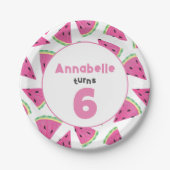 Girls Watermelon Birthday Party Papieren Bordje (Voorkant)