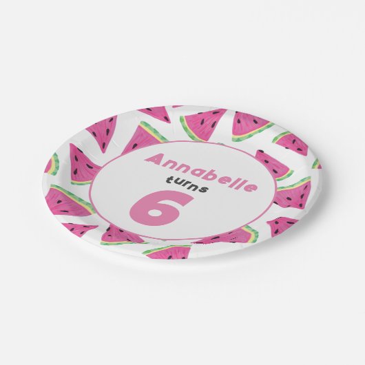 Girls Watermelon Birthday Party Papieren Bordje (Gekanteld)