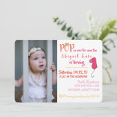 Girls Waterverf Balloon Bow 1e verjaardag ballon Kaart (Staand voorkant)