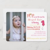 Girls Waterverf Balloon Bow 1e verjaardag ballon Kaart (Voorkant)