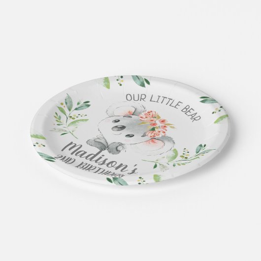 Girls Waterverf Koala Beer Birthday Papieren Bordje (Gekanteld)