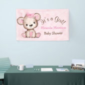 Girl's Waterverf Teddy Bear Baby shower Banner (Beurs)