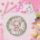 Girl's Waterverf Teddy Bear Baby shower Papieren Bordje (Feest)