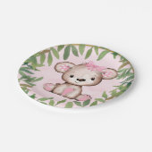 Girl's Waterverf Teddy Bear Baby shower Papieren Bordje (Gekanteld)