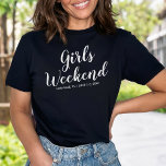 Girls Weekend Away T-shirt Custom Location Date<br><div class="desc">Het perfecte T-shirt om je meisjes/dames weekend te vieren. Of je nu een verjaardag viert, een mini reünie plant, een bachelorette feestje of gewoon met je vriendinnen rondhangt, dit shirt zal het podium op het beste weekend/reis ooit zetten. Personaliseer u door de locatie en datum van uw komst toe te...</div>