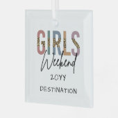 Girls Weekend Cheetah Print Girls reisweg Glas Ornament (Voorkant links)