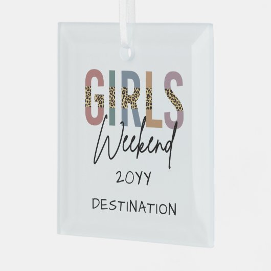 Girls Weekend Cheetah Print Girls reisweg Glas Ornament (Voorkant links)