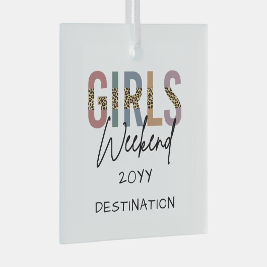 Girls Weekend Cheetah Print Girls reisweg Glas Ornament (Voorkant Rechts)
