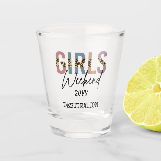 Girls Weekend Cheetah Print Girls reisweg Shot Glas (Voorkant)