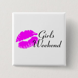 Girls Weekend (Kiss) Vierkante Button 5,1 Cm