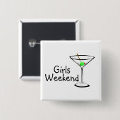 Girls Weekend Martini Vierkante Button 5,1 Cm (Voorkant /achterkant)