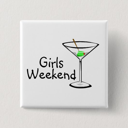 Girls Weekend Martini Vierkante Button 5,1 Cm (Voorkant)