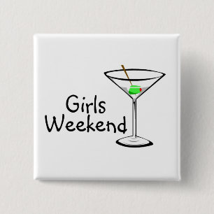 Girls Weekend Martini Vierkante Button 5,1 Cm