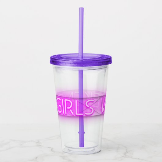 GIRLS WEEKEND Neon LED Bord  Acryl Drinkbeker (Voorkant)