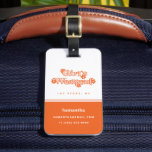 Girls Weekend Retro Bachelorette Party Bride Bagagelabel<br><div class="desc">Begin het feestweekend meteen met dit leuke bagagelabel en retro Girls Weekend dat perfect is voor bachelorette en verjaardagsfeestjes! Hij is uitgerust met een geïnspireerde, roovy oranje vormgeving van 70's en een trendy en retromodern geïnspireerd lettertype. Pas eenvoudig aan met uw plaats en staat, naam, e-mail, en telefoonaantal gebruikend de...</div>