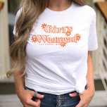 Girls Weekend Retro Bachelorette Party Bride T-shirt<br><div class="desc">Begin het feestweekeinde meteen met dit leuke en retro Girls Weekend T-shirt dat perfect is voor bachelorette en verjaardagsfeestjes! Hij is uitgerust met een geïnspireerde, roovy oranje vormgeving van 70's en een trendy en retromodern geïnspireerd lettertype. Pas de objecten eenvoudig aan met uw stad en staat in de bovenstaande persoonlijke...</div>
