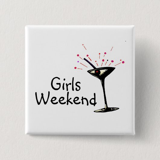 Girls Weekend Vierkante Button 5,1 Cm (Voorkant)