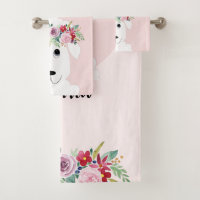 Girls Whimsical Floral Waterverf Sheep and Name