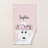 Girls Whimsical Floral Waterverf Sheep and Name Bad Handdoek (Handdoek)