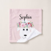 Girls Whimsical Floral Waterverf Sheep and Name Bad Handdoek (Wasdoekje)