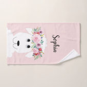 Girls Whimsical Floral Waterverf Sheep and Name Bad Handdoek (Handdoek)