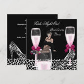 Girls Wild Night Out Roze Schoenen Champagne Kaart (Voorkant / Achterkant)