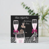 Girls Wild Night Out Roze Schoenen Champagne Kaart (Staand voorkant)