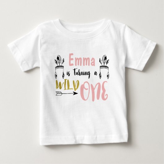 Girls Wild One 1st Birthday Shirt (Voorkant)