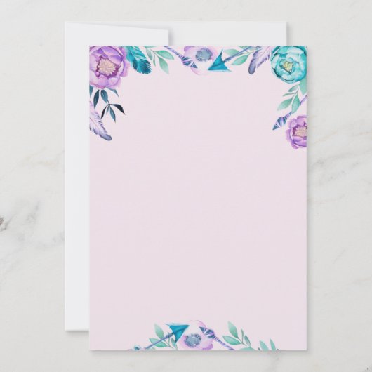 Girls Wild One Waterverf Boho 1e verjaardag Kaart (Achterkant)