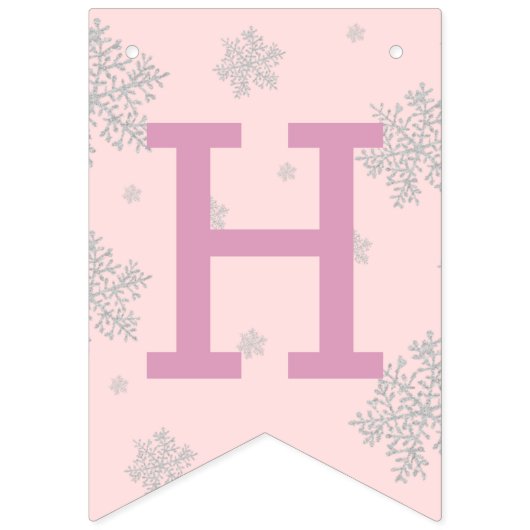 Girls Winter Wonderland Cute Penguin Pink Birthday Vlaggetjes (Tweede vlag)