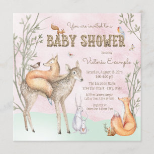 Girls Woodland Baby shower Invitation Kaart