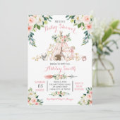 Girls Woodland Baby Shower Invitations Kaart (Staand voorkant)