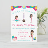 Girls Yoga Thmed Birthday Party Kaart (Staand voorkant)