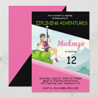 Girls Ziplining Birthday Kaart