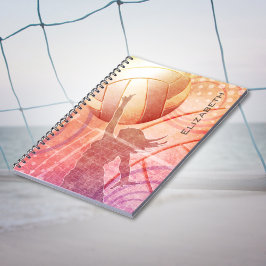 Girl's zonsondergang Beachvolleybal gepersonalisee Notitieboek