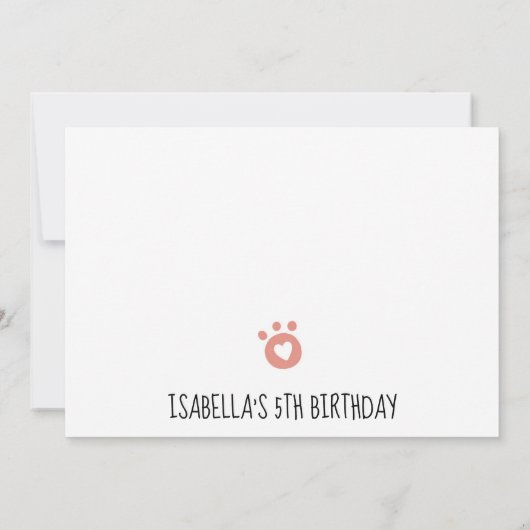 Girls Zoo Animal Emoji Thema Verjaardagsfeestje Kaart (Achterkant)