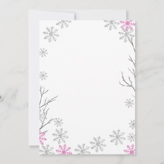 GIRLWinter ONEderland Pink Birthday Invite Kaart (Achterkant)