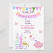 Girly 1and Wonderful Birthday Party Kaart (Voorkant)