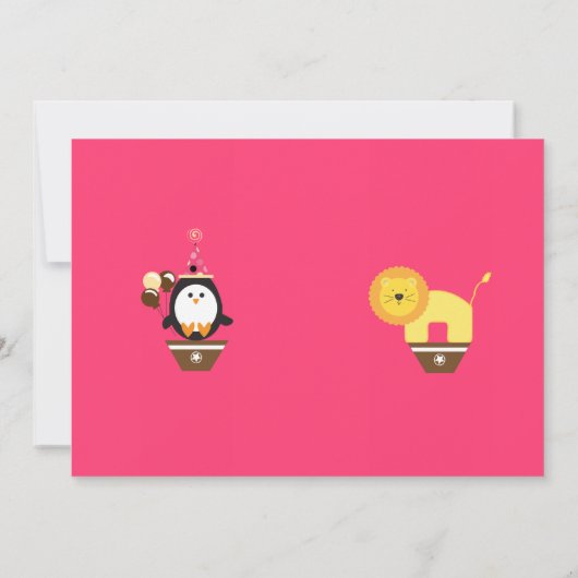 Girly 1st Birthday Circus Uitnodiging (Achterkant)