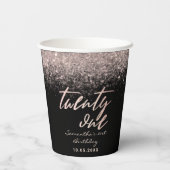 Girly 21st Birthday Black en Roos Gold Glitter Papieren Bekers (Achterkant)