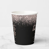 Girly 21st Birthday Black en Roos Gold Glitter Papieren Bekers (Links)